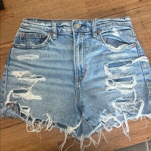 American Eagle Outfitters Light Blue Distressed Jean Shorts